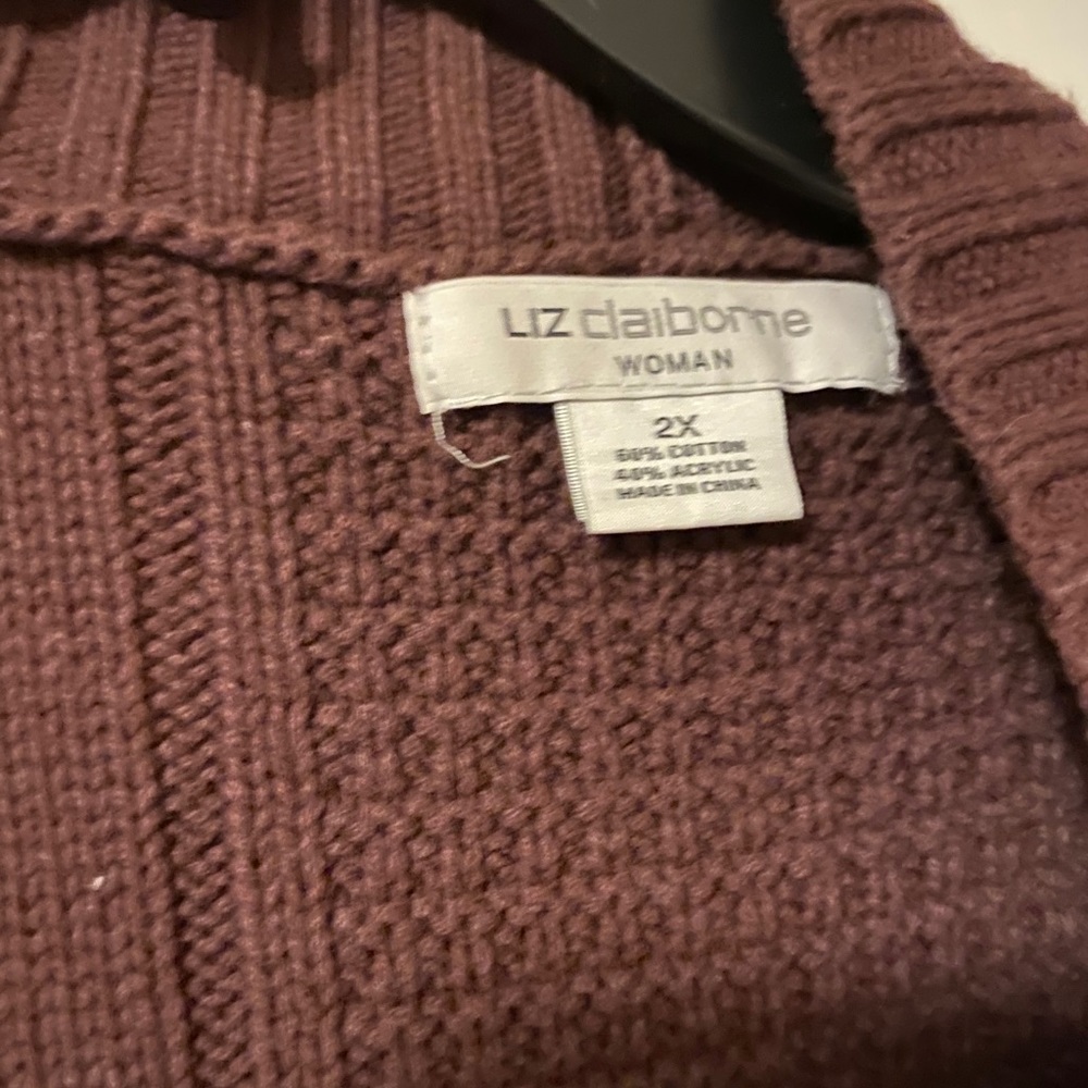 brown/burgundy cardigan with pattern